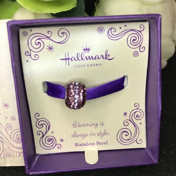 3/$25 NWT Hallmark Stainless Steel Purple Ombre Crystal Charm - Picture 5 of 8
